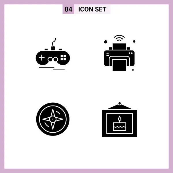 Set Commercial Solid Glyphs Pack Joystick Navigation Gamepad Internet Things — Vector de stock