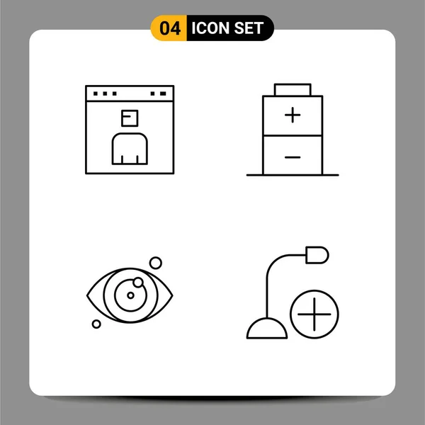 Set Modern Icons Sysymbols Signs Avatar Eye Page Charge Add — Vector de stock