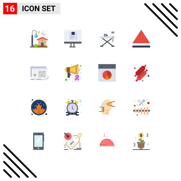 16现代标志的用户界面平面彩色套件和设置 可编辑的创造性向量设计元素包的符号 — 图库矢量图片