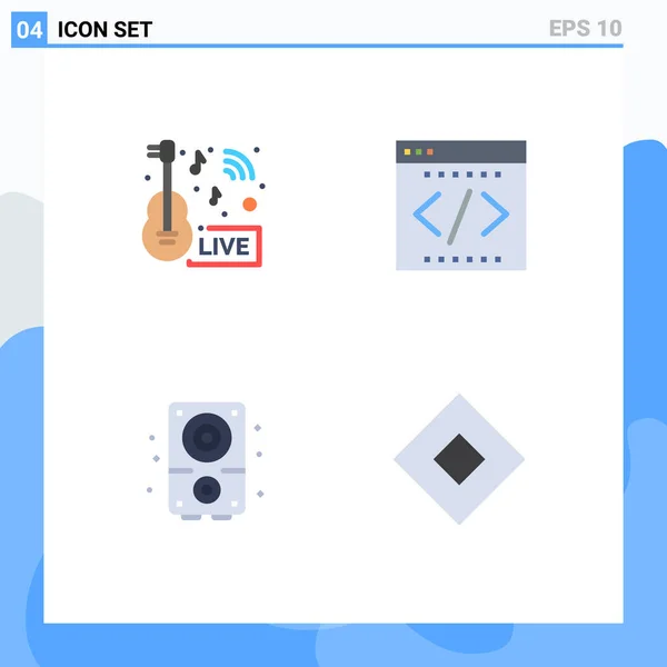 Universele Flat Icons Set Voor Web Mobiele Toepassingen Muziek Nieuws — Stockvector