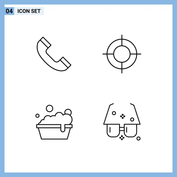 Mobile Interface Line Set Pictograms Call Washing Holiday Travel Modern — Stockový vektor