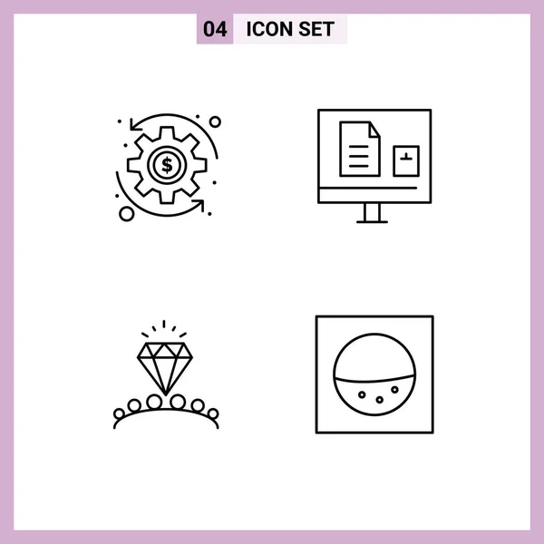 Mobile Interface Line Set Pictograms Coin Love Learning Wedding Editable — Archivo Imágenes Vectoriales