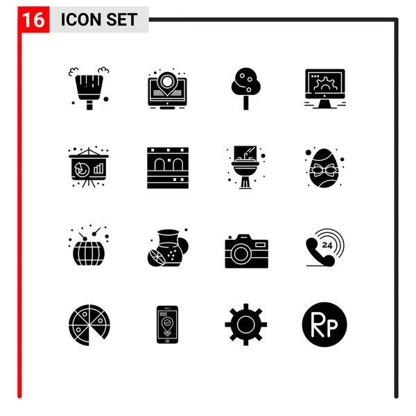 Thematic Vector Solid Glyphs Editable Symbols Finance Chart Tree Business — Stockový vektor