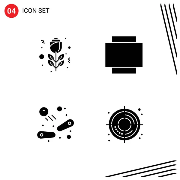 Mobile Interface Solid Gyph Set Pictograms Flower Target Layout Fun — Vector de stock