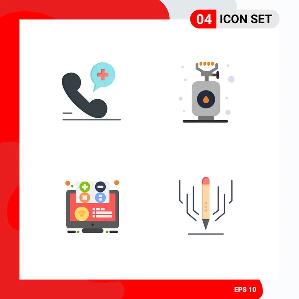 Modern Set Flat Icons Symbols Mobile Hospital Gas Education Editable - Stok Vektor