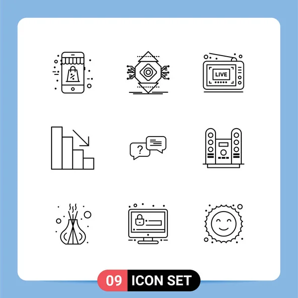 Set Modern Icons Symbols Signs Bubble Fall Concept Descent Video — Stock Vector