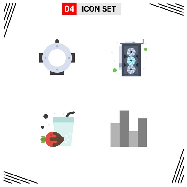 Pictogram Set Simple Flat Icons Diving Bar Computer Drink Chart — 스톡 벡터