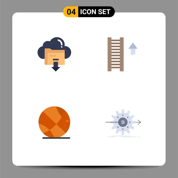 Set Pictogramă Icoane Simple Plate Descărcare Sport Nor Scări Coș — Vector de stoc