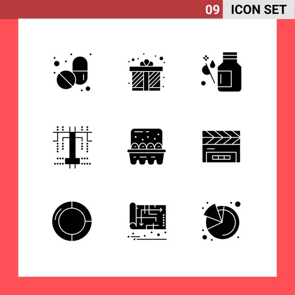 Groupe Signes Symboles Glyphes Solides Pour Oeufs Cuisson Santé Type — Image vectorielle