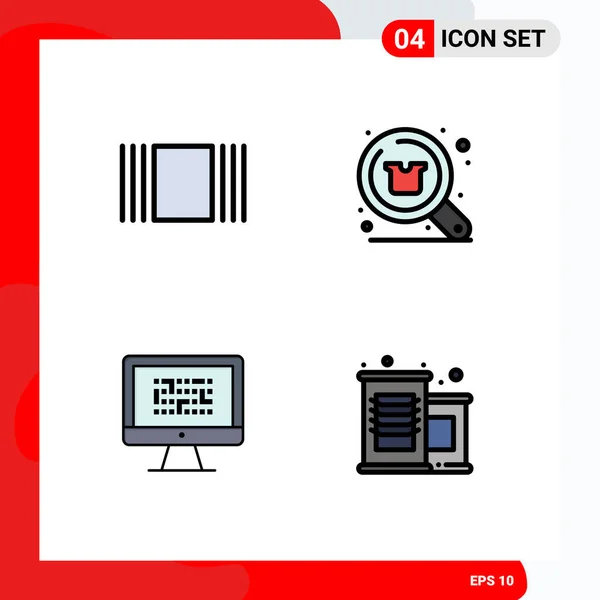 Moderno Set Filledline Flat Colors Pictograph Portada Datos Compra Tienda — Vector de stock