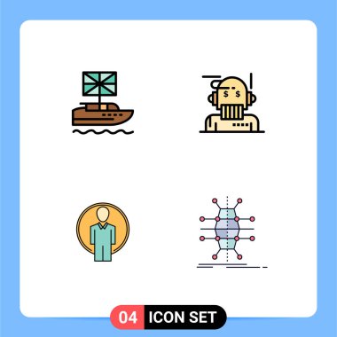 Mobil ve Apps brexit Web siteleri için 4 Filledline Düz Renk kavramı, analist, krallık, danışman, kimlik düzenleyici tasarım elementleri