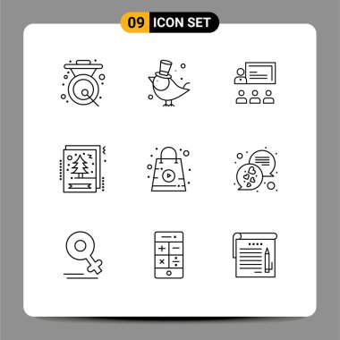 Evrensel Simge Sembolleri Grubu 9 Modern Xmas Tasarım Tasarımı, Yılbaşı, Serçe, Kart, Düzenlenebilir Vektör Tasarım Elementleri