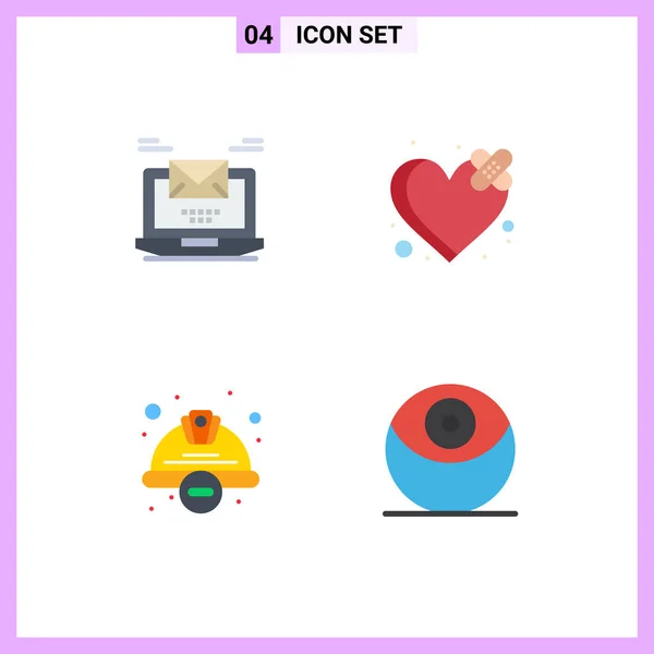 Universal Flat Icon Signs Symbols Computer Cap Email Breakup Protection — Stock Vector