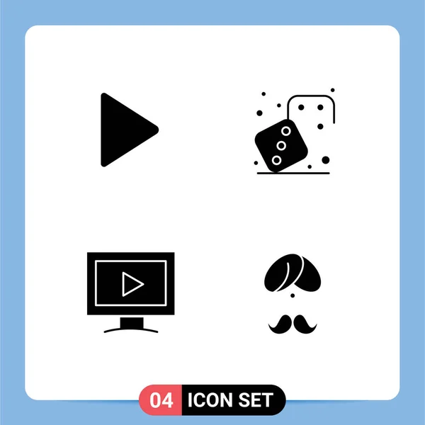Piktogramm Set Mit Einfachen Festen Glyphen Für Spiel Video Wettbewerb — Stockvektor