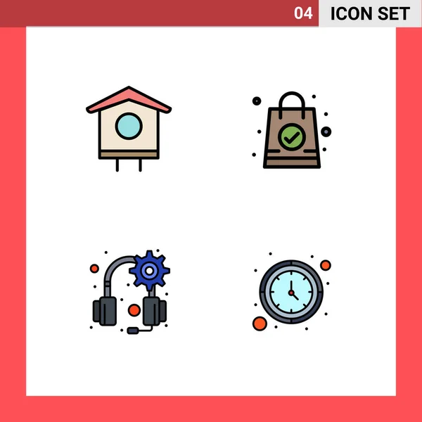 Creative Icons Modern Signs Symbols House Headset Spring Shopping Bag — Stock Vector
