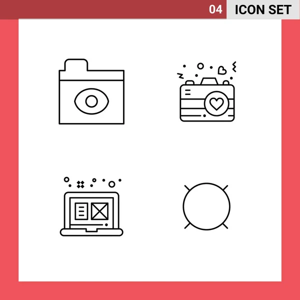 Set Modern Icons Symbols Jelek Nagy Testvér Grafika Kamera Romantika — Stock Vector