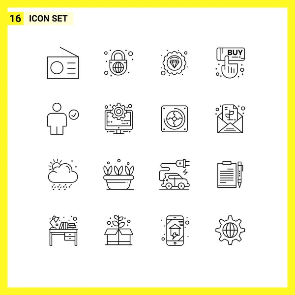 User Interface Pack Basic Outlines Check Avatar Premium Hand Buy — Stock Vector