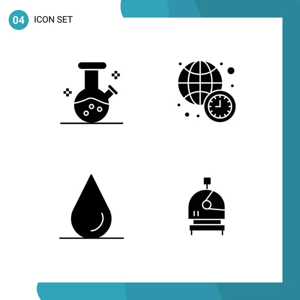 Set Modern Icons Symbols Signs Demo Flask Astronaut Clock World — Stock Vector