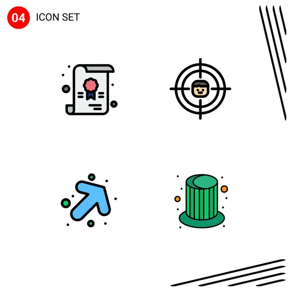 Set Icone Moderne Simboli Segni Certificato Business Ricerca Magia Elementi — Vettoriale Stock