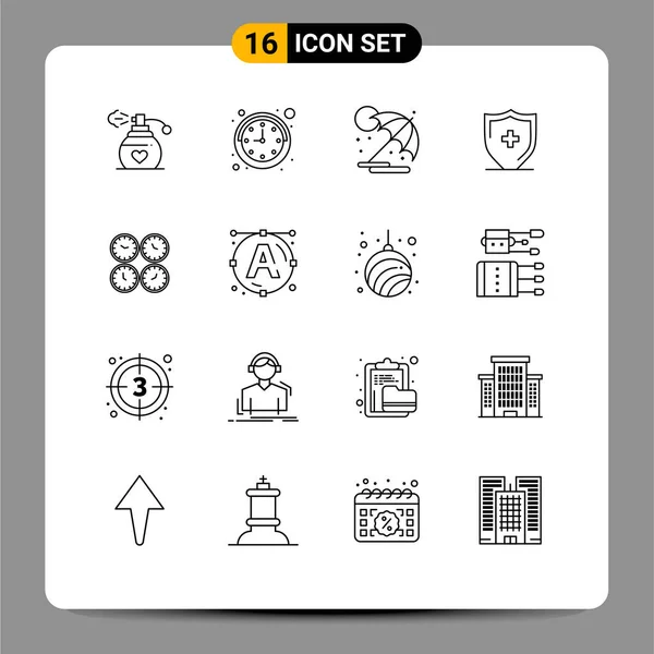 Conjunto Icones Modernos Símbolos Sinais Para Relógios Escritório Negócios Guarda — Vetor de Stock