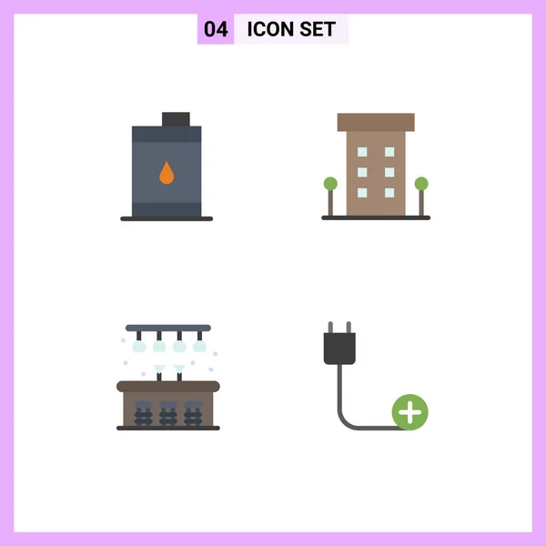 Pictogram Set Simple Flat Icons Barrel City Oil Shop Front — Stock Vector