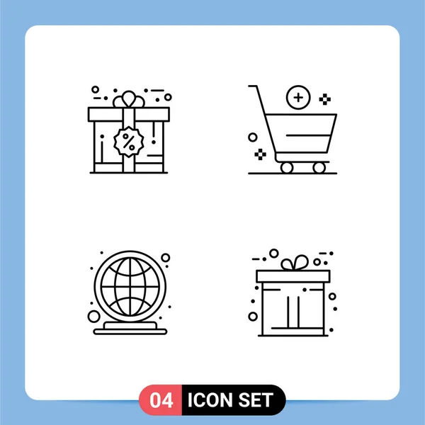Set Modern Icons Sysymbols Signs Bonus Earth Gift Cart Worldwide — Archivo Imágenes Vectoriales