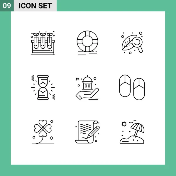 Set Modern Icons Sysymbols Signs Charity Waiting Ring Loading Nature — Vector de stock
