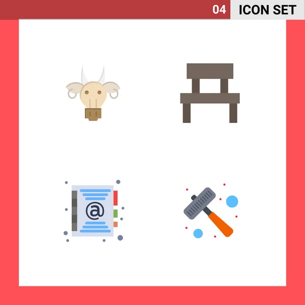 Set Commercial Flat Icons Pack Adornment Park Indian Furniture Book — Vector de stock