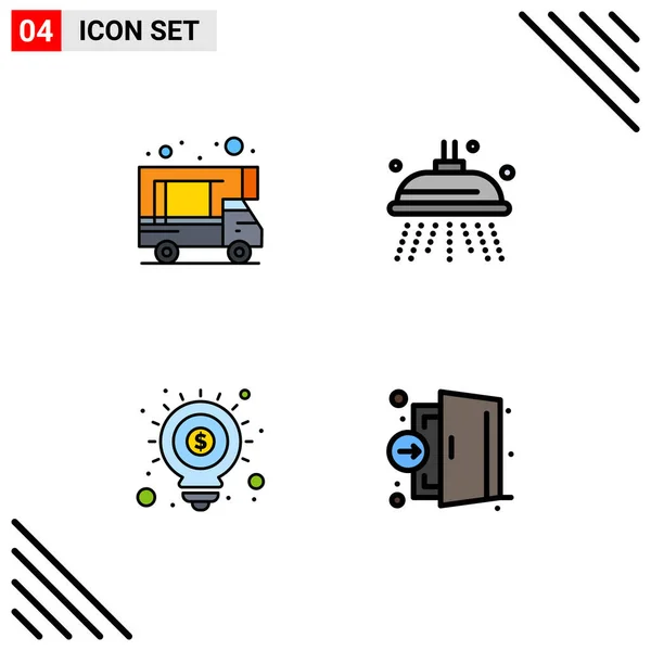 Pictogram Set Van Eenvoudige Filledline Flat Kleuren Van Kamperen Marketing — Stockvector