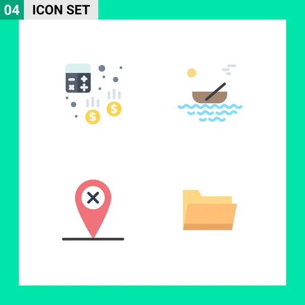 Flat Icon Concept Websites Mobile Apps Account Transport Calculator Canoes — Vector de stock