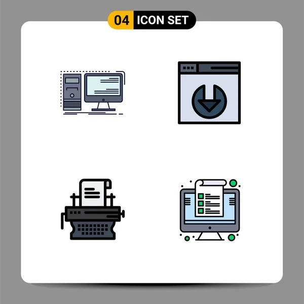 Universal Filledline Flat Color Signs Symbols Computer 마케팅 워크스테이션 다운로드 — 스톡 벡터