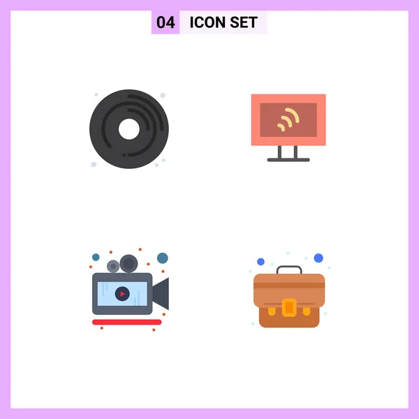 Modern Set Flat Icons Pictograph Video Hobby Service Case Editable — Archivo Imágenes Vectoriales