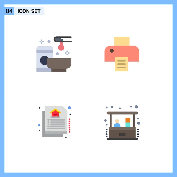 Set Commercial Flat Icons Pack Relax Estate Wax Printing Investment — Archivo Imágenes Vectoriales