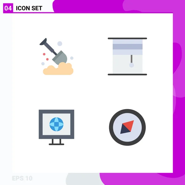 User Interface Pack Basic Flat Icons Agriculture Internet Spade Interior — Vector de stock