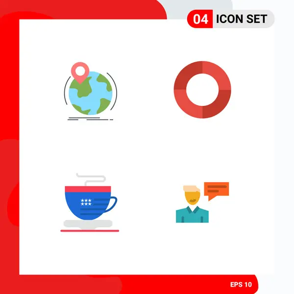 Mobile Interface Flat Icon Set Pittogrammi Posizione Tazza Pin Diagramma — Vettoriale Stock