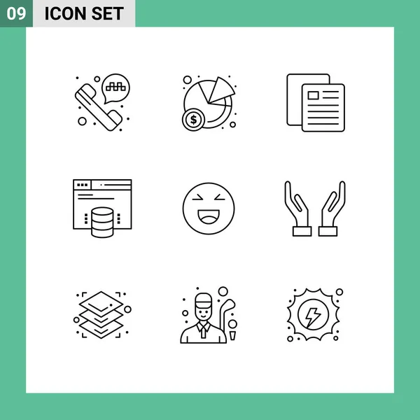 Creative Icons Modern Signs Symbols Happy Emoji Test Chat Server — Stock Vector