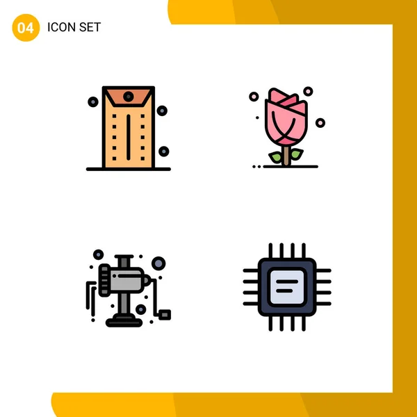 Set Modern Icons Sysymbols Signs Business Manual Flora Nature Chip — Vector de stock