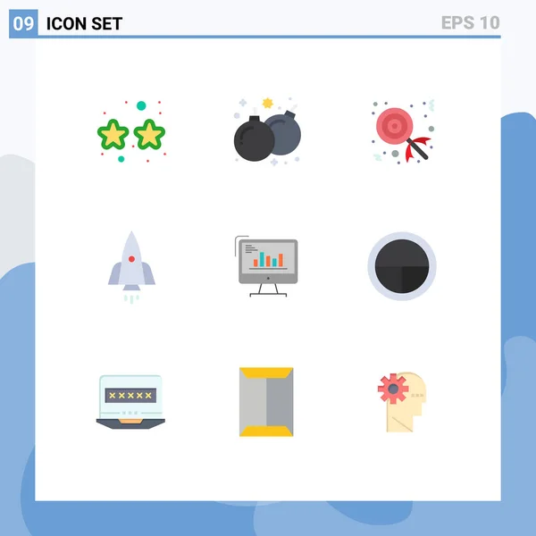 Universal Icon Symbols Group Modern Flat Colors Analytics Travel Candy — Stockvektor