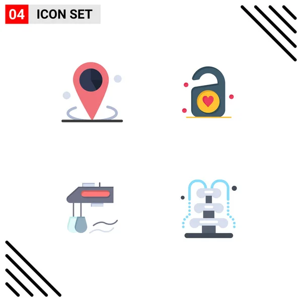 Modern Set Flat Icons Pictograph Data Mixer Place Love Manual — 스톡 벡터