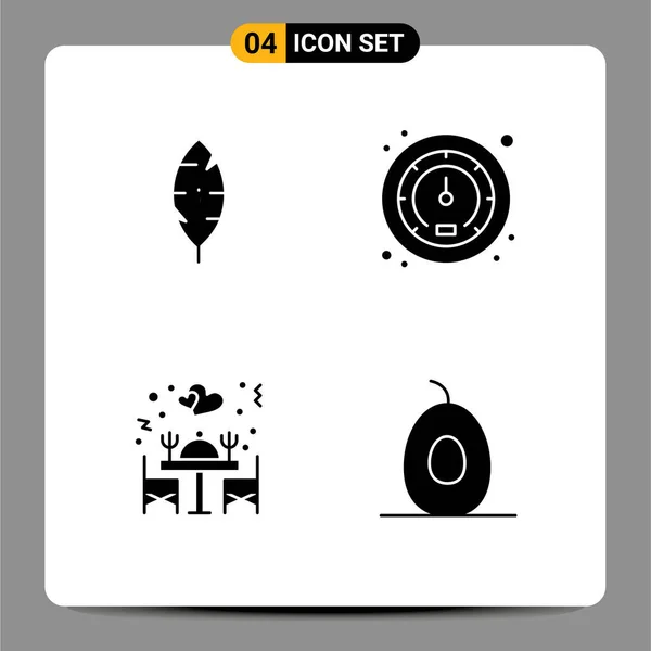 Set Modern Icons Sysymbols Signs Feather Table Meter Dinner Food — Archivo Imágenes Vectoriales