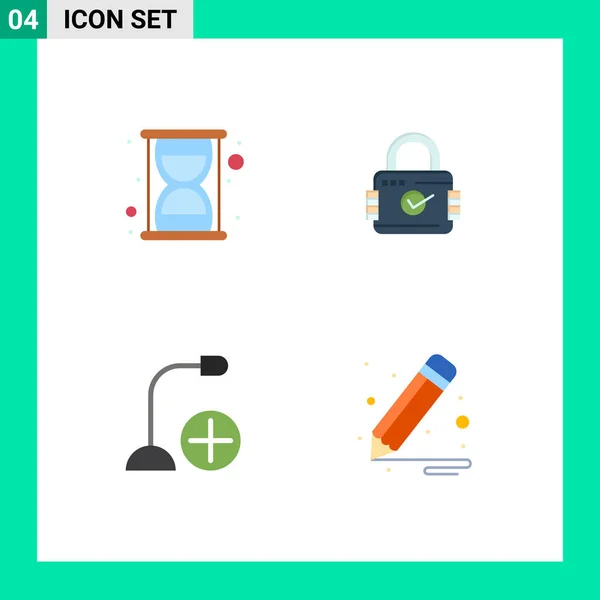 Editierbare Vektorzeilenpakete Mit Einfachen Flachen Icons Für Effizienz Geräte Sperren — Stockvektor