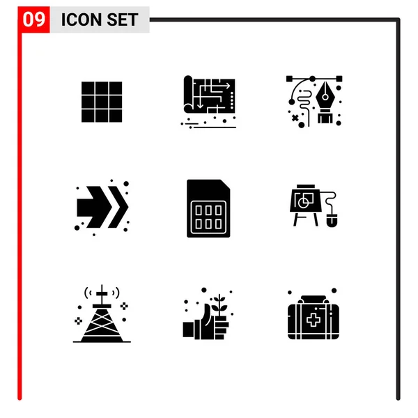 Set Dari Ikon Modern Simbol Tanda Untuk Kartu Maju Cepat - Stok Vektor