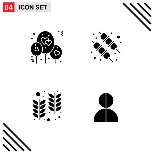 Icône Vectorielle Paquet Signes Symboles Ligne Pour Ballon Blé Barbecue — Image vectorielle