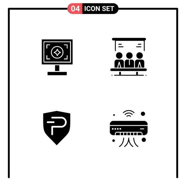 Set Modern Icons Sysymbols Signs Brand Coin Print Technology Crypto — Archivo Imágenes Vectoriales