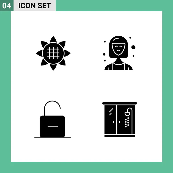 Απόθεμα Vector Icon Πακέτο Γραμμών Και Σύμβολα Για Χλωρίδα Κλειδαριά — Διανυσματικό Αρχείο