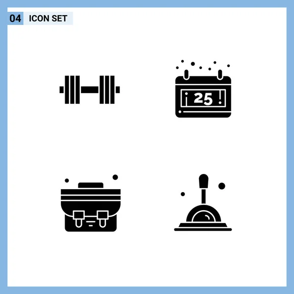 Stock Vector Icon Pack Line Signs Symbols Dumbbell Student Bag — Stock Vector