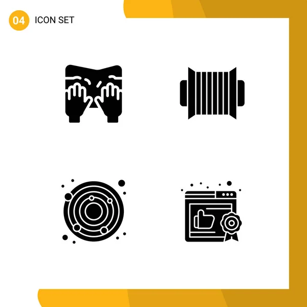 User Interface Pack Basic Solid Glyphs Massage Earth Text Instrument — Stock Vector