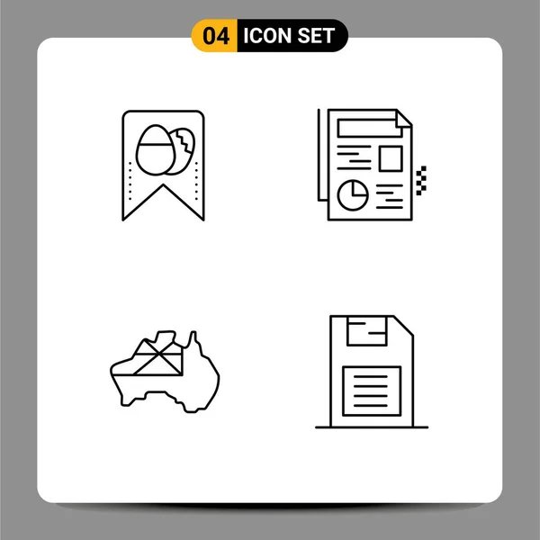 Pictograma Conjunto Cores Simples Filledline Plana Tag Bandeira Documento Austrália — Vetor de Stock