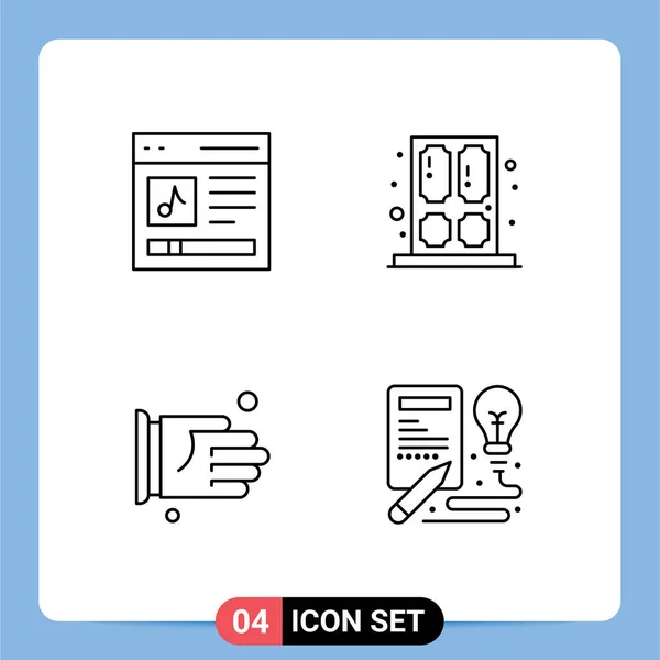 Stock Vector Icon Pack Mit Zeilenzeichen Und Symbolen Für Kommunikation — Stockvektor