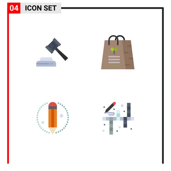 Símbolos Universal Flat Icon Signs Court Pencil Bag Shopping Art — Vector de stock